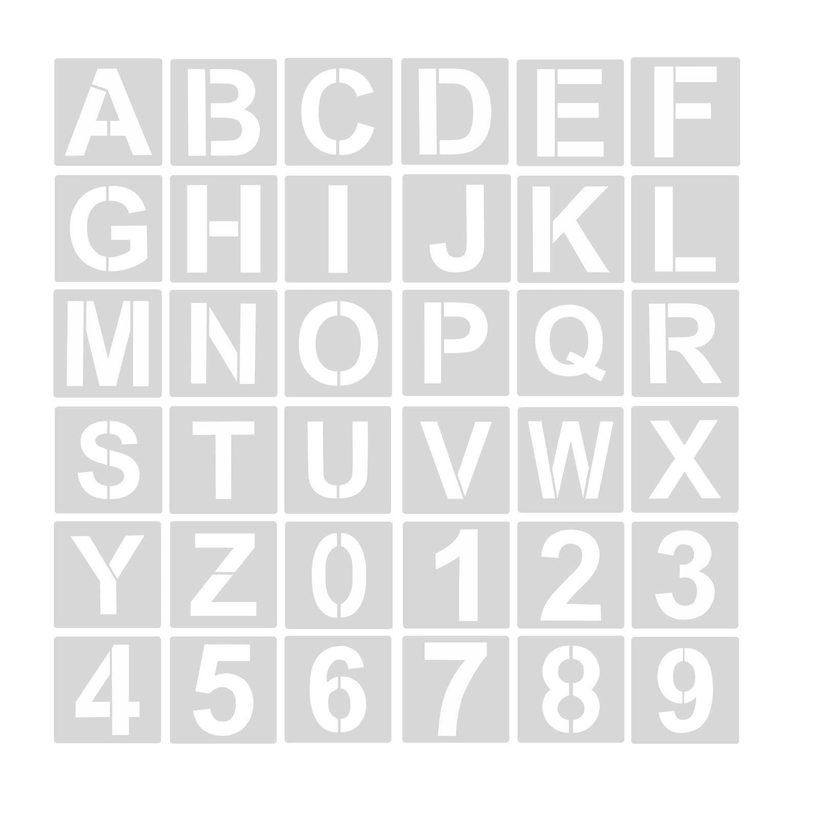 AIEX 36pcs Alphabets Number Stencils, 10cm Plastic Reusable Letter Stencils Craft Numbers for Art Projects Decoration DIY Painting