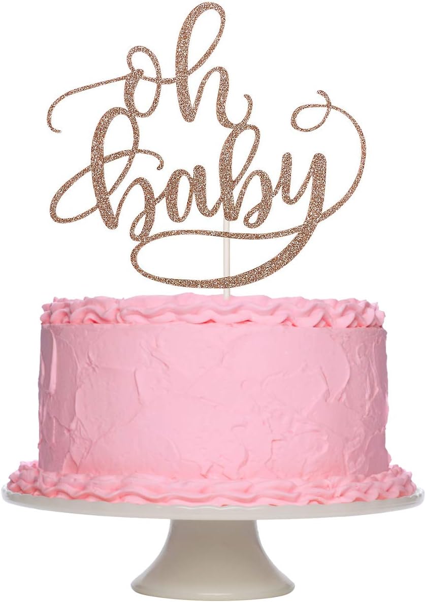 pink and rose gold baby shower cake