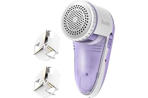 Ruidla Fabric Shaver Lint Shaver Defuzzer, Electric Lint Remover, Rechargeable Sweater Shaver with Replaceable Stainless Steel 3-Leaf Blades, Dual Protection, Removable Bin, (Micro-b Charging)