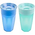 Dr. Brown's Milestones Cheers 360 Training Cup for Toddlers & Babies, Leak-Free Sippy Cup, Blue/Aqua, 10oz/300mL, 9m+, 2 Pack (Colors May Vary)