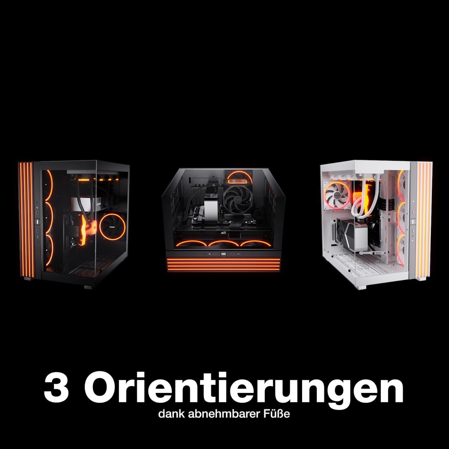 be quiet! Light Base 900 DX Black PC-Gehäuse, atemberaubender Panorama-Blick, Show Case, Dual Chamber Design, massiver ARGB LED-Streifen, invertiert und horizontal nutzbar, E-ATX Mainboard kompatibel 2