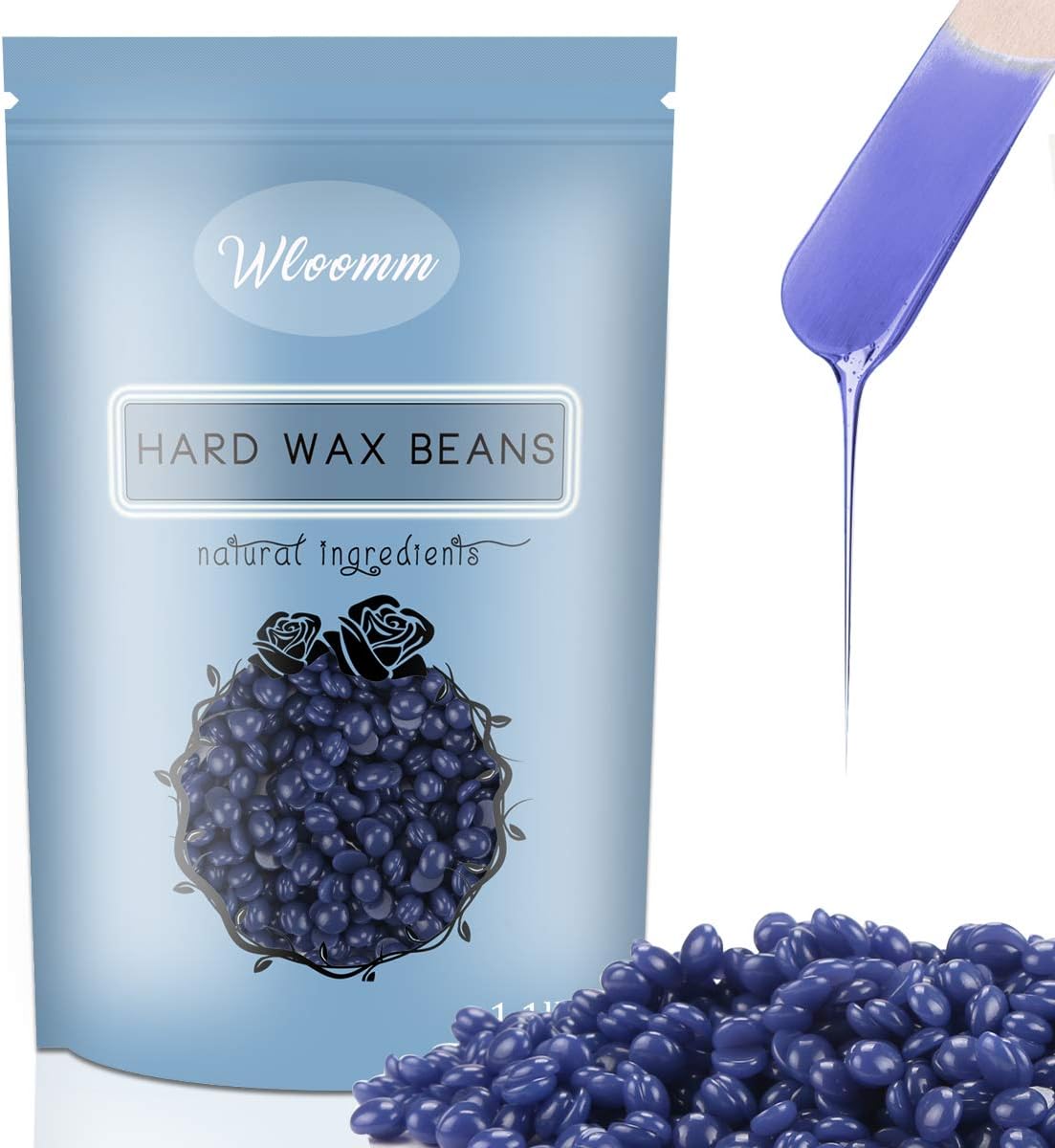 Wax Beans Wloomm Hard Wax Beans for Painless Hair Removal, Brazilian Bikini Waxing Beads for Sensitive Body Skin 1.1 lb/Bag