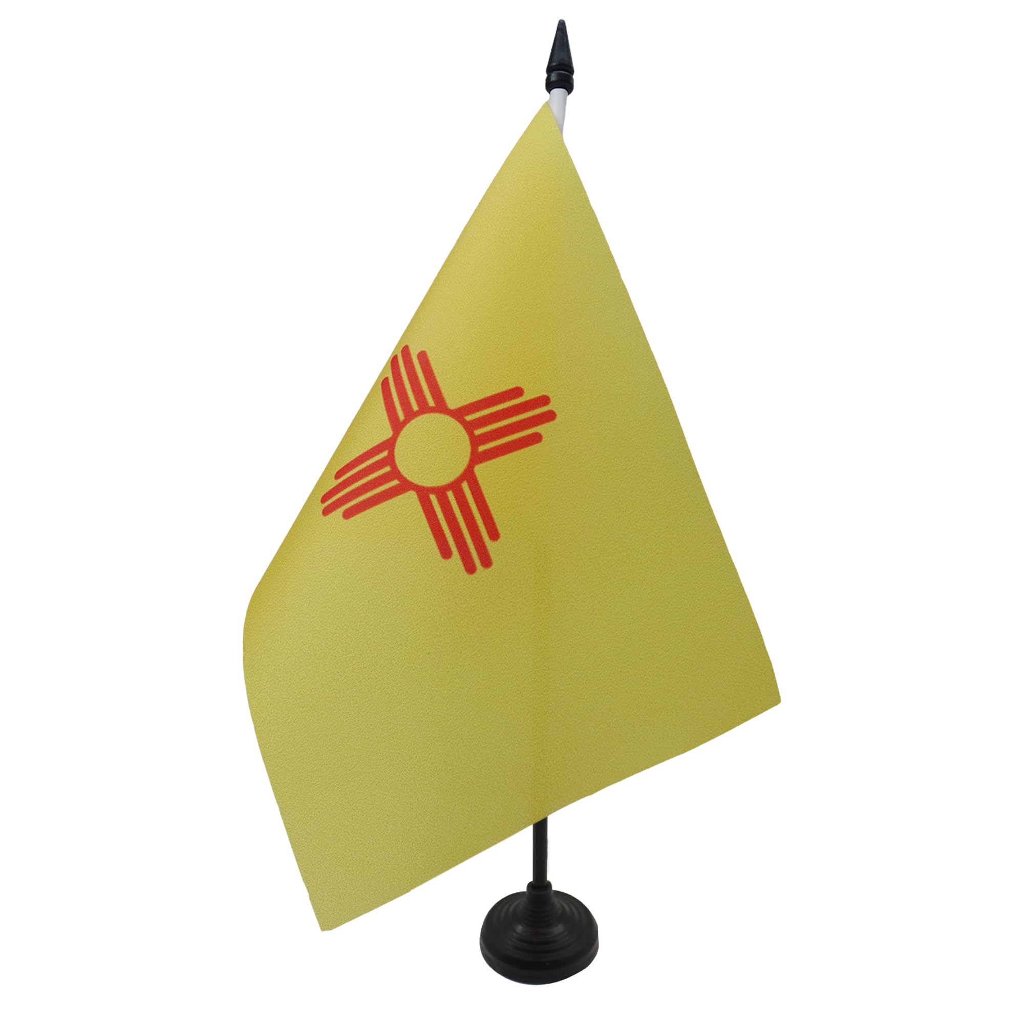 AZ FLAG New Mexico Table Flag 5'' x 8'' - US state of New Mexico Office Decoration 100% Polyester 21 x 14 cm - Mini Desk Flag with Pole and Black Plastic Base