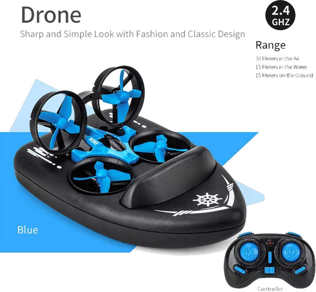 Vavshop RC Drone H36 JJRC 4CH Quadcopter Headless 3-in-1 Mode Flying Air Boat Land Driving2.4G Toys (Blue, OneSize)