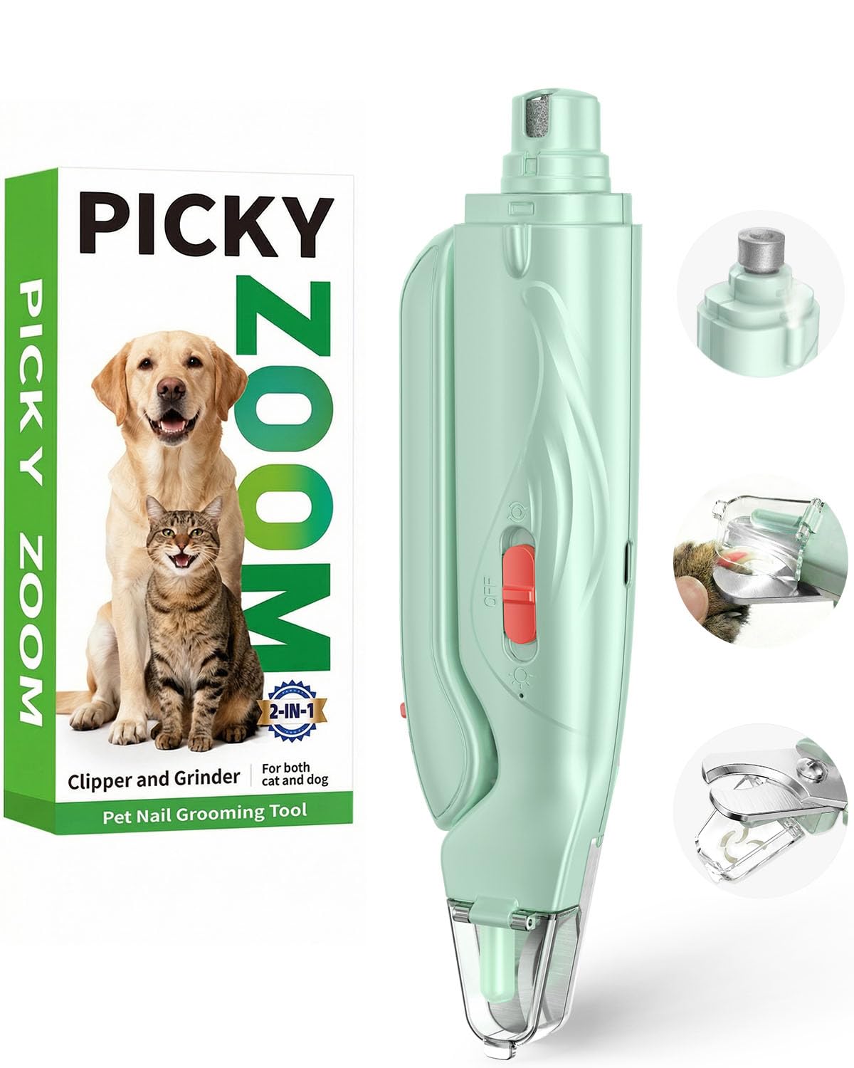 View 1 of 2-in-1 Dog & Cat Nail Clippers and Grinder with Light – Upgraded Safety Guard to Avoid Overcutting, Sharp Blade, Painless Quiet Pet Nail Claw Trimmers, Professional Grooming Tool for Large Small Pets