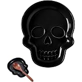 Domensi Halloween Spoon Rest, Skull Spoon Holder, Gothic Kitchen Decoration | Black Ceramic Spoon Rest for Stove Top, Spooky Cooking Spoon Holder for Kitchen Counter Utensil Spatula Ladle Tong