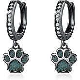 KiiKii Paw Print Earrings for Women 925 Sterling Silver Turquoise/Opal Dog Paw Print Dangle Hoop Earrings Pet Jewelry for Wife Mom Daughter