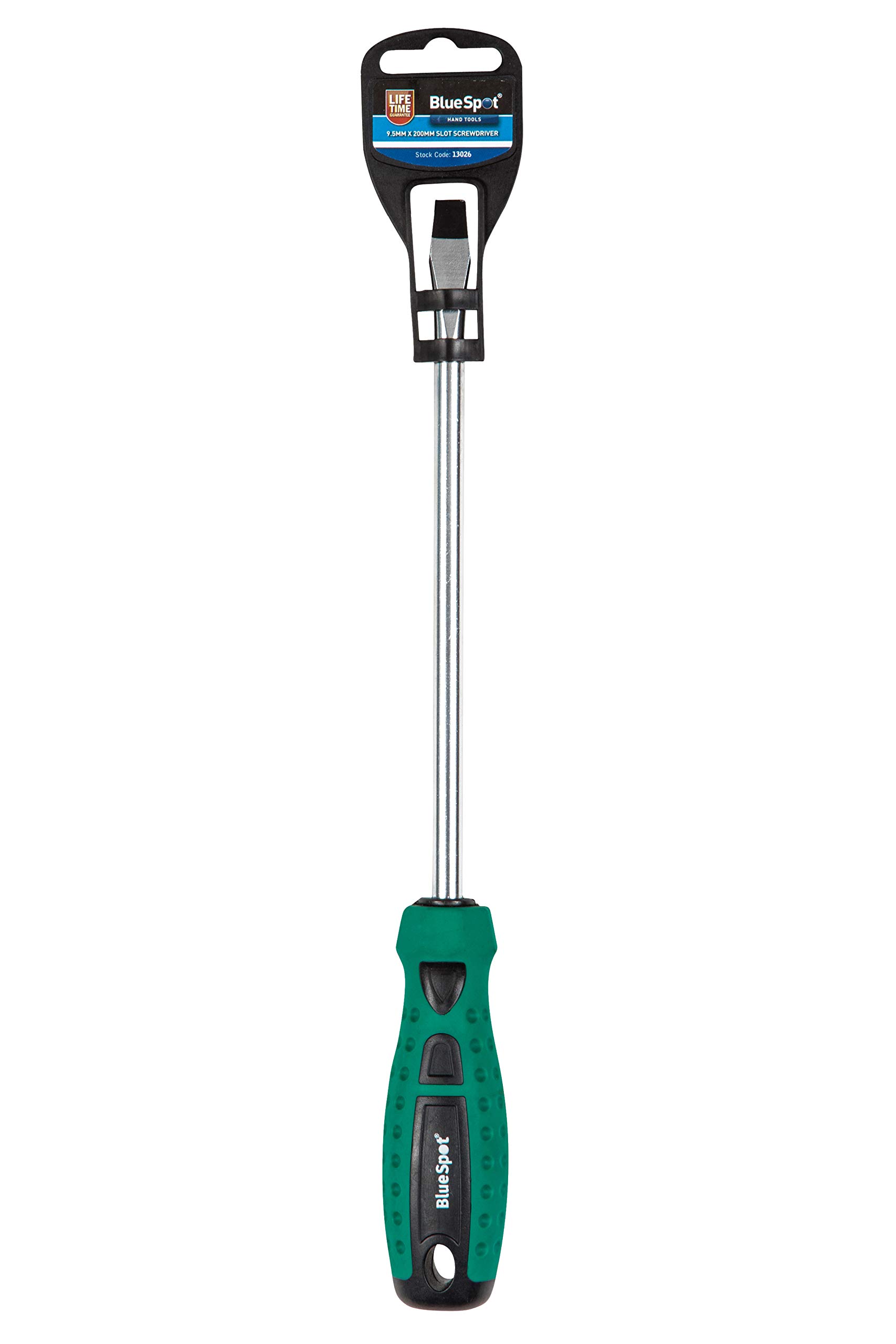 Blue Spot Tools 13026 Slot Screwdriver, Green, 9.5 x 200 mm