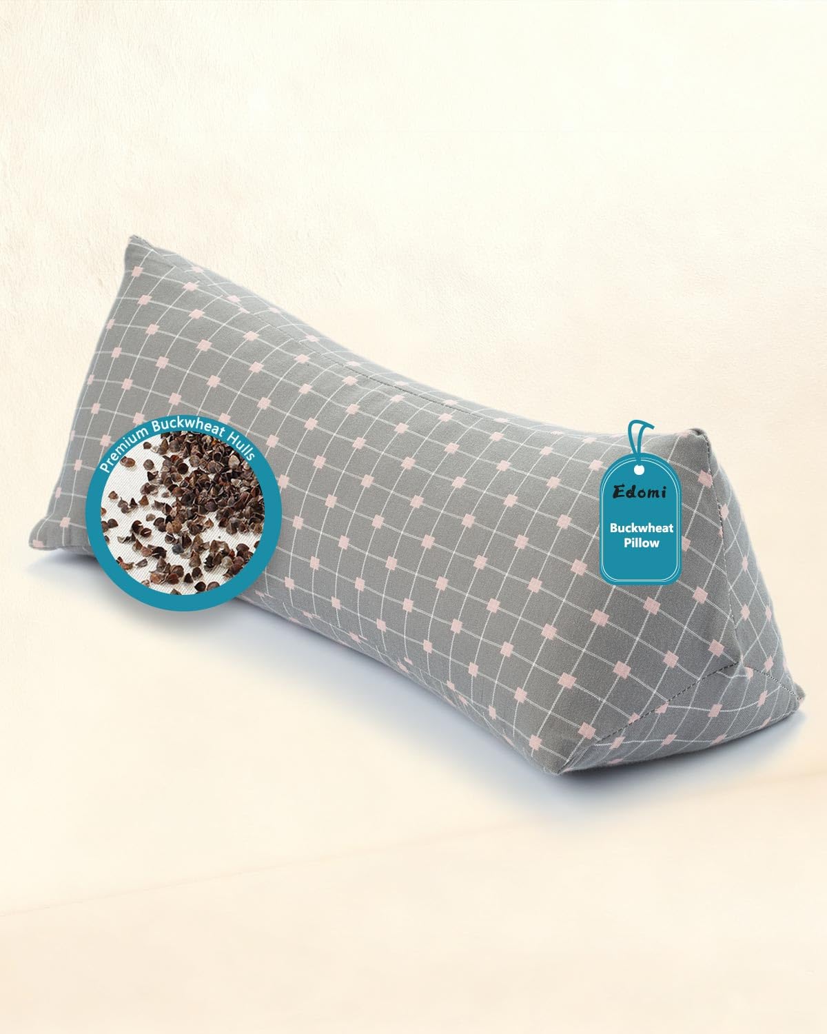 Photo 1 of Edomi Cervical Buckwheat Roll Pillow for Sleeping,15.7"x5.9" Buckwheat Hulls Pillows Filling, Triangle Pillow for Neck Support Yoga Bolster, Adjustable Fill for Neck Pain Relief,Gray