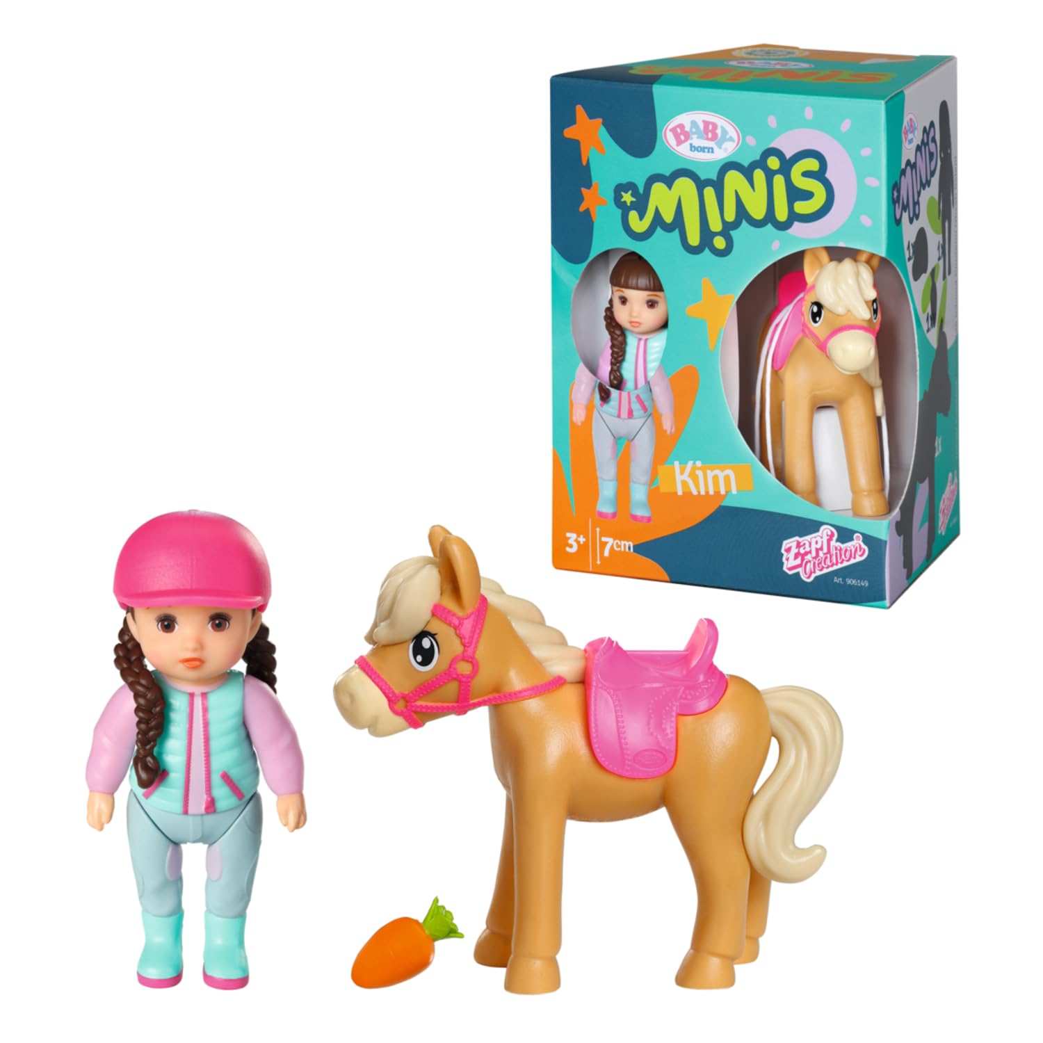 BABY born Minis Playset Horse Club Set with Kim 906149 - 7cm Doll with Exclusive Accessories and Moveable Body for Realistic Play - Suitable for Kids From 3+ Years