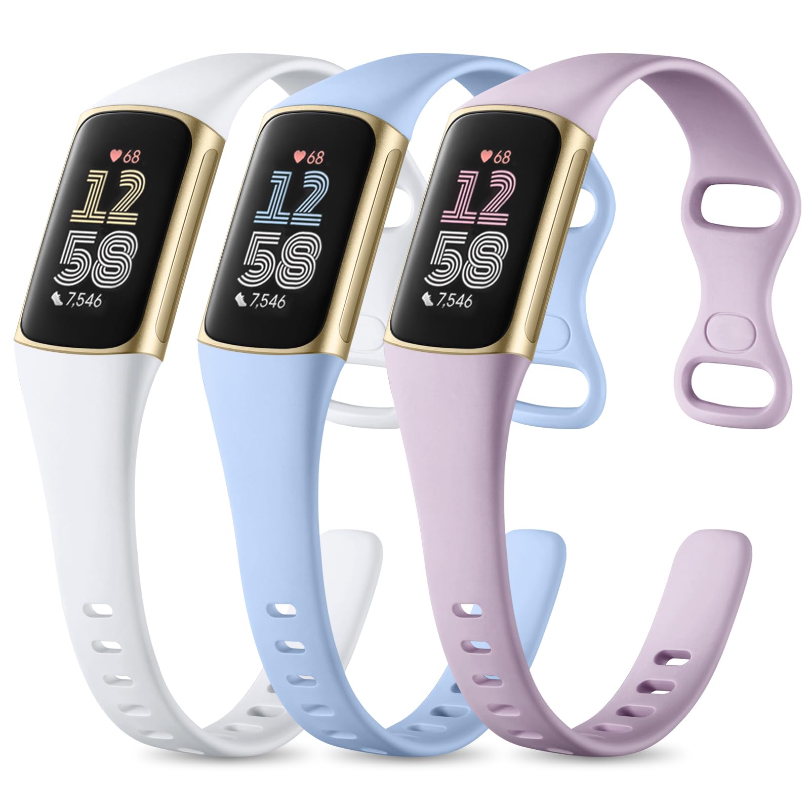 CeMiKa Silicone Slim Strap Compatible with Fitbit Charge 5 Strap, Soft Breathable Sport Bands for Charge 5/Charge 6, Waterproof Adjustable Wristband for Fitbit Charge 5/Charge 6 Straps, Women Men