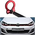 Dewhel JDM Aluminum Track Racing Front Rear Bumper Car Accessories Auto Trailer Ring Eye Towing Tow Hook Kit Red Screw On For Volkswagen MK7 VII Golf GTi 2015-Up