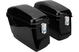 OVAQUIXI Motorcycle Hard Saddle Bag, ABS Material, Secure 45L Capacity Storage for Cruiser and Motorcycles