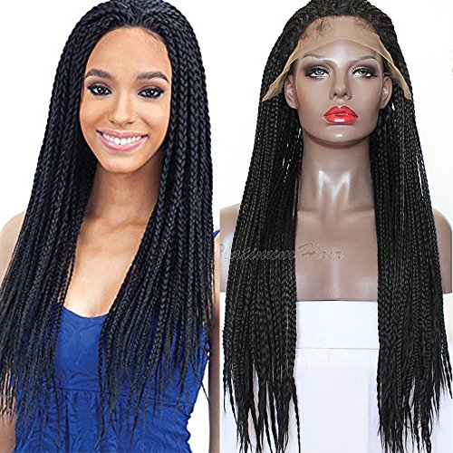 PlatinumHair black braids handmade collection synthetic lace front braided wigs for black women heat resistant 26inch PlatinumHair black braids handmade collection synthetic lace front braided wigs for black women heat resistant 26inch
