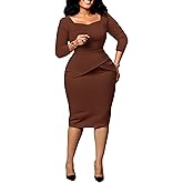 Bodycon Pencil Dress for Women Elegance Church Dresses Midi Teacher Office Modest Business Wear to Work Suiting Outfits