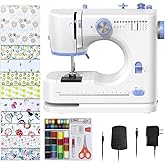Stoigeld Sewing Machine for Beginners with 20Pcs Fabric & 32Pcs Sewing Threads Kit,Portable Sewing Machine with 12 Built-in Stitches - W&B