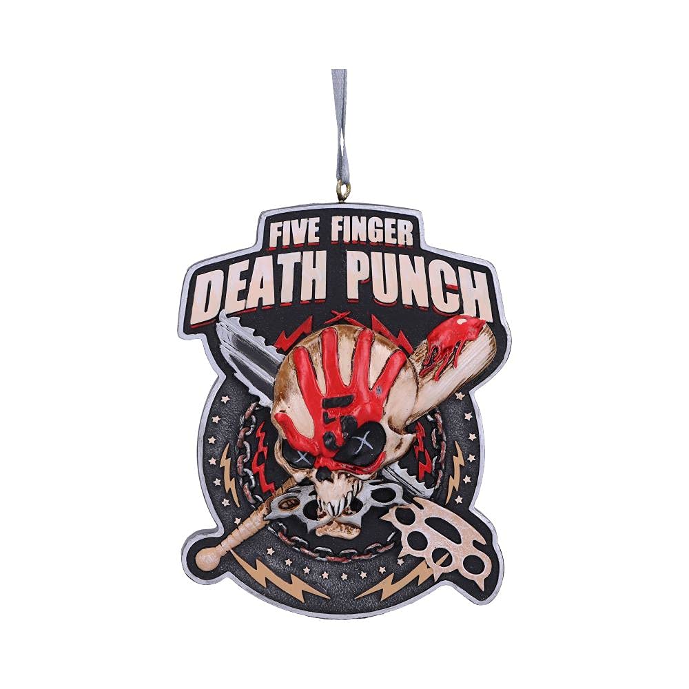 Nemesis Now Five Finger Death Punch Hanging Xmas Decoration 9.5cm, Resin, Red, Officially Licensed Five Finger Death Punch Christmas Decoration, Cast in Resin, Expertly Hand-Painted