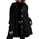 Womens Long Sleeve Corduroy Jacket Fall Button Up Hooded Coat with Pocket Trendy Loose Fit Sweatshirt Coats