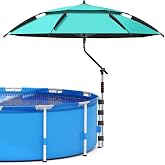 Above Ground Pool Umbrella 7.2 FT &mdash; Adjustable Outdoor Poolside Umbrella | UPF 50+ Double-Layer Pool Shade Canopy for Backyard, Deck &amp; Patio, Pool Accessories