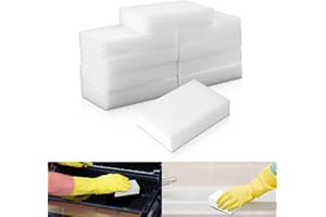 VFTUHUY Melamine Foam, 10Pc Melamine Sponge, Magic Sponge Eraser Bulk Sponge Sheets, Bathroom Oven Shower Glass Dishes Stove Top Kitchen Sinks Bathtub Wall Tile Baseboard White Shoe Cleaner, Not Easily Rip