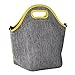 Tabkoe Insulated Neoprene Lunch Bag Set with Tote, Bottle Sleeve, 2 Can Insulators & Adjustable Crossbody Shoulder Strap | Washable, Reusable, Stretchy, Extra Large Travel Lunch Box (Gray Yellow)
