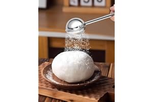 1Pack Sugar Shaker Sifter Duster, Stainless Steel Baker's Dusting Wand for Powdered Sugar, Flour, Spices, One-Handed Operatio