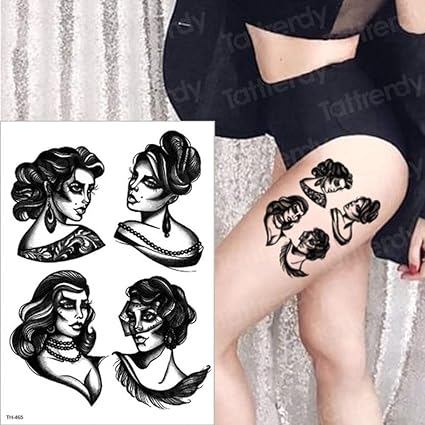 Handaxian 3pcstattoo Oiseau Noir Rose Tatouage Yeux Amovible