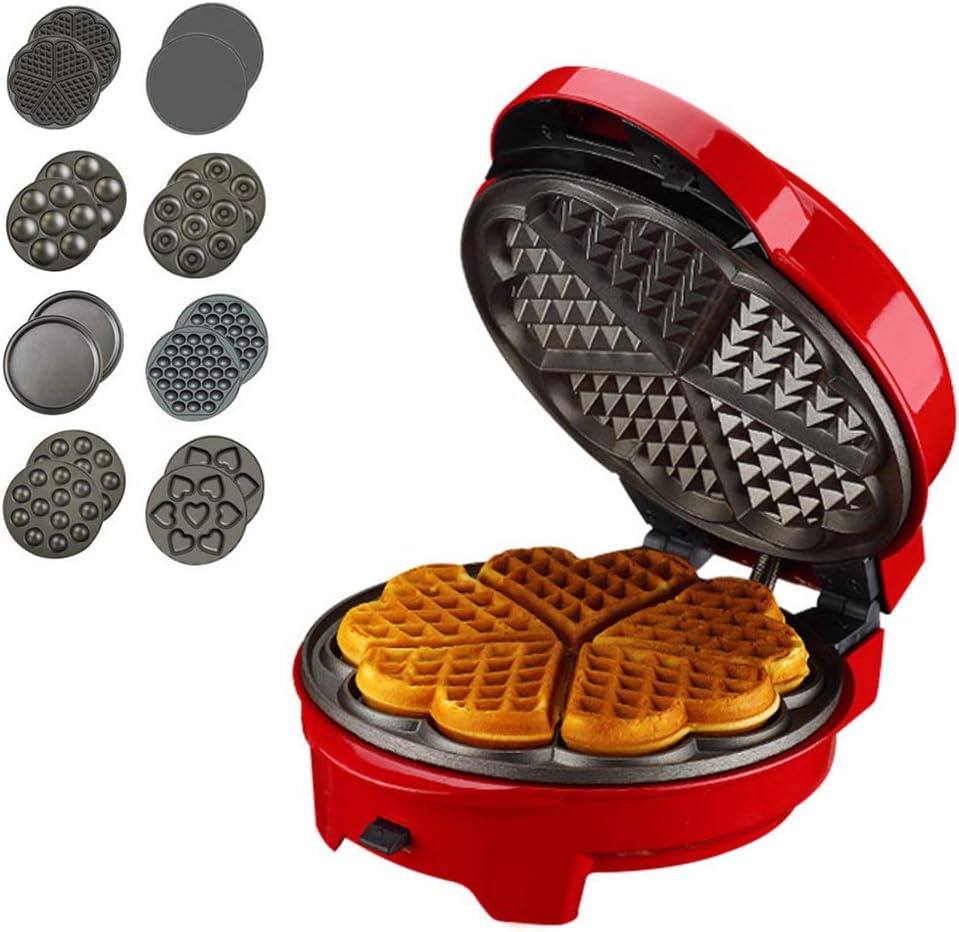 Waffle maker Sandwich machine Panini maker Cupcake makers Cake pop makers Pizza maker Household Detachable Waffle irons-Red E 26x21x12cm(10x8x5inch)