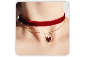 DAYANEY Halloween Gothic Necklace, Black Heart Choker Raven Necklace Red Heart Choker Necklaces as Goth Gifts for Women, Vampire Necklaces Bat Chokers Vintage Jewelry as Halloween Costume Party Oufits