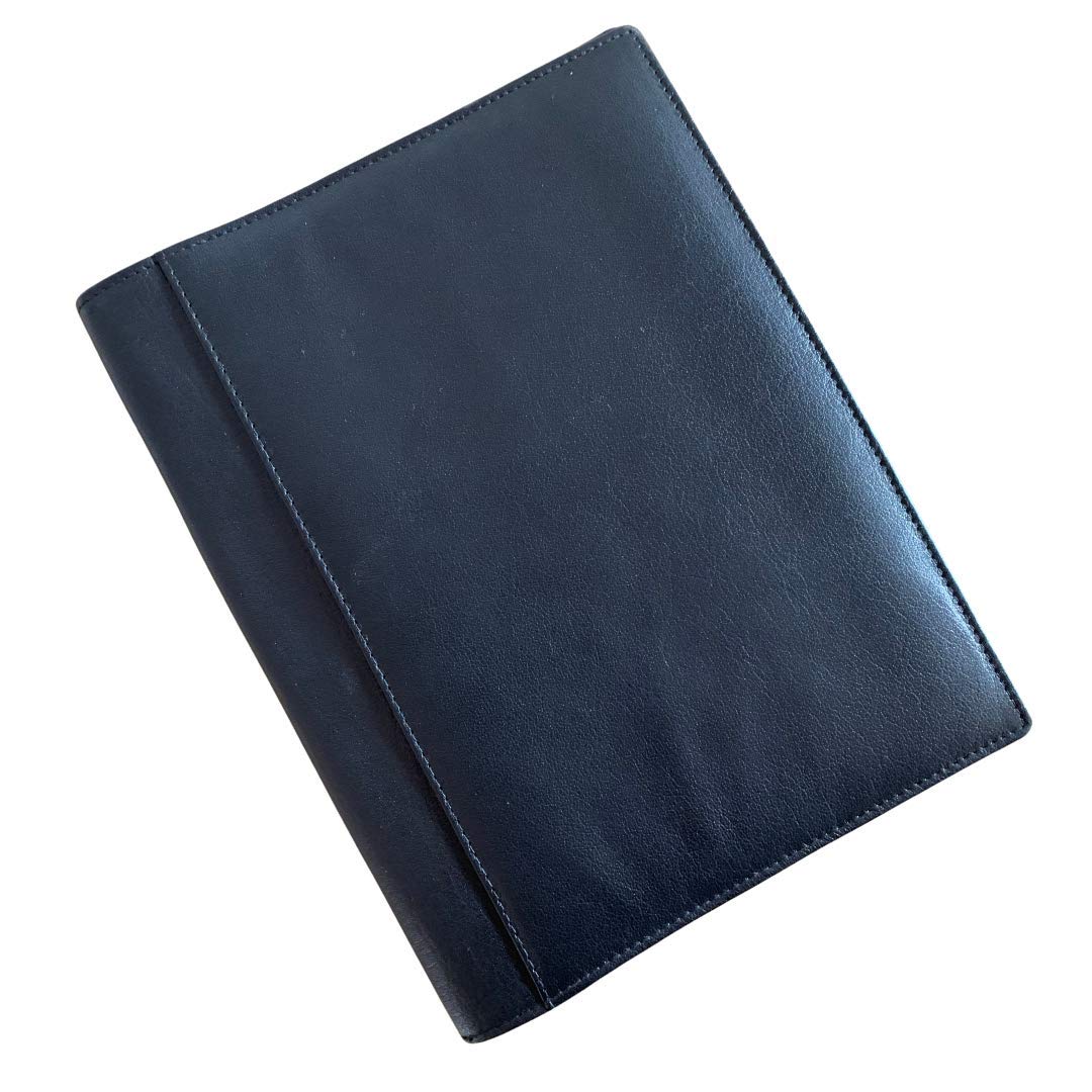 Premium Leather A5 Refillable Notebook Cover – Soft Genuine Leather Journal Holder with Free Lined Insert | EMVY Embossed | Fits Most A5 Notebooks (80+ Pages) (Black) — image 1