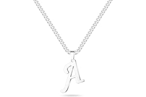 LUXEJEW Initial A-Z Letter Necklace for Men Boys Women, Stainless Steel Cuban Link Chain Letter Pendant Necklaces Capital Monogram Necklace Jewelry Gifts for Men 20+2 Inches