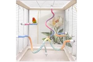 NOPIKKU 2Pcs Gradient Bird Rope Perch Stand Bird Cage Climbing Rope Toys Accessories of M5*30mm Screw for Cockatiels Lovebird Parakeet Budgies Sugar Gliders Hemp Swing(31.4'' & 14'')