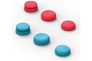 Skull & Co. Skin, CQC and FPS Thumb Grips Set Joystick Cap Analog Stick Cap for Nintendo Switch Joy-Con Controller - Neon Red+Blue, 3 Pairs(6pcs)