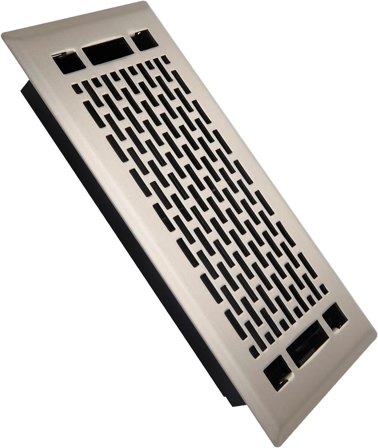 Registers, Grilles & Vents - SANYCASA Floor Register 4x10 Inches Heavy Duty Walkable Floor Register Easy Adjust Air Flow Floor Vents - Modernism Design -Satin Nickel - Vent Cover for Home Floor