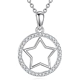 LUHE Star Moon Necklace for Women Sterling Silver Moon Pendant Necklace Star Jewelry Gifts for Women