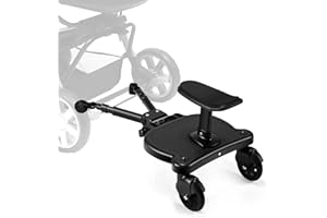 BELZVALLE Universal Stroller Board with Detachable Seat,Stroller Board,Buggy Board Suitable for Most Brands of Strollers, Holds Children Up to 55lbs (Black)