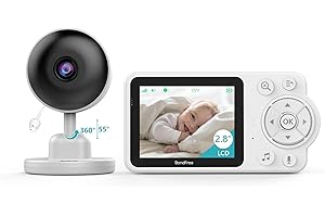 BondFree Baby Monitor with 2600mAH Battery, 30W HD Camera, 2.8”Display, Baby Monitor with Camera and Audio, 1000ft Long Range, Auto Night Vision, 6 Lullabies, Temperature Sensor, Indoor