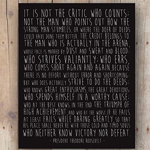 NNNNOOO Canvas men gift man in the arena Canvas quote husband gift for him inspirational Roosevelt quote not the critic who counts 8x10