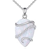 HOPEEZZ Opal/Larimar/Lapis Lazuli/Turquoise/Labradorite Necklace for Women Sterling Silver Teardrop Necklace Jewelry Gift for Women