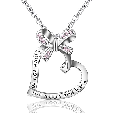 INFUSEU Sterling Silber'Ich liebe dich bis zum Mond und zurück' Herz Anhänger Liebe Halskette CZ Damen Schmuck, Geschenke für