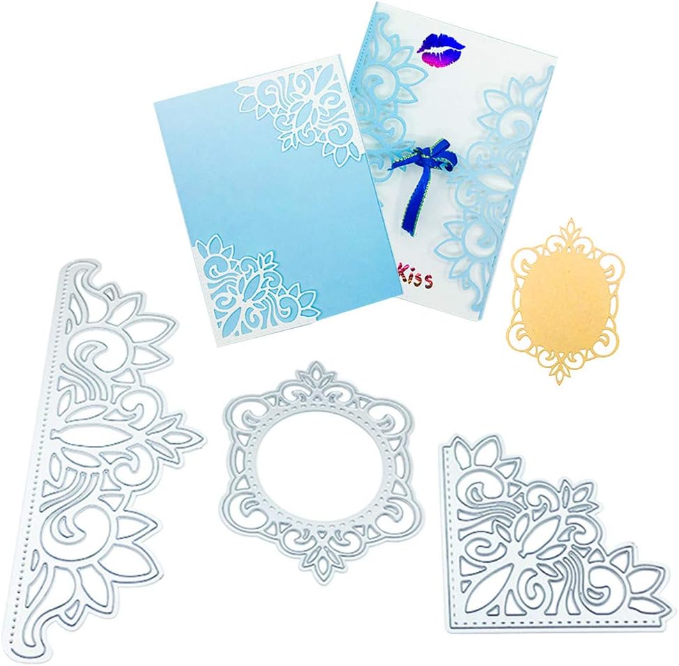 Corner Flower Cutting Dies Cut Stencils Diy Crafts Template Frame Paper Cards Cutting Dies Cut Stencils For Diy Embossing Card Making Book Tags Decorative Paper Dies Scrapbooking Arts Crafts Sewing Home