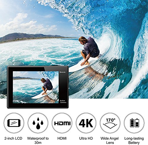 EKEN-H9R-4K-Action-Camera-Full-HD-Wifi-Waterproof-Sports-Camera-with-4K25-1080P60-720P120fps-Video-12MP-Photo-and-170-Wide-Angle-Lens-includes-18-Mountings-Kit-2-Batteries
