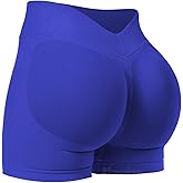 VOYJOY Women Workout Impact Shorts 3.6" V Back High Waist Scrunch Butt Lifting Seamless Gym Biker Shorts