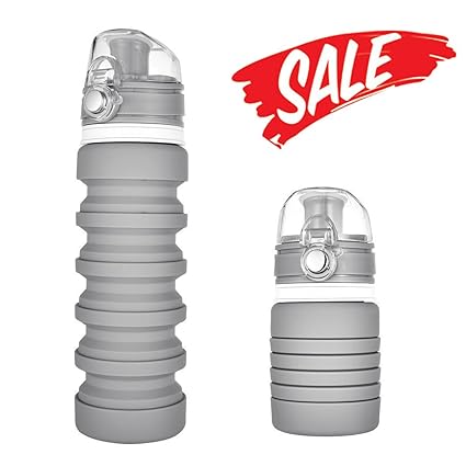Faltflasche,Maltsky Faltbare Silikonflasche Tragbare Sportflasche,350~500ml Wiederverwendbare Flexible Reiseflasche,BPA-Frei 