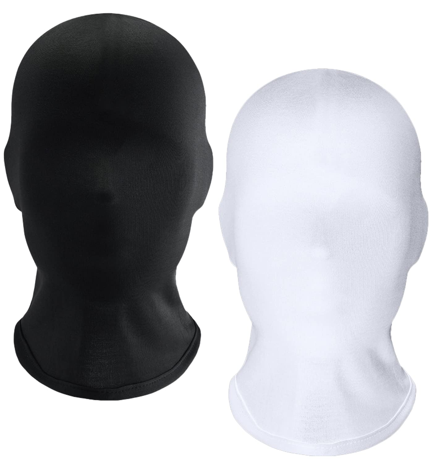 keland 2 Pieces Zentai Full Face Mask Halloween Spandex Hood Mask for Unisex Cosplay(Black & White)