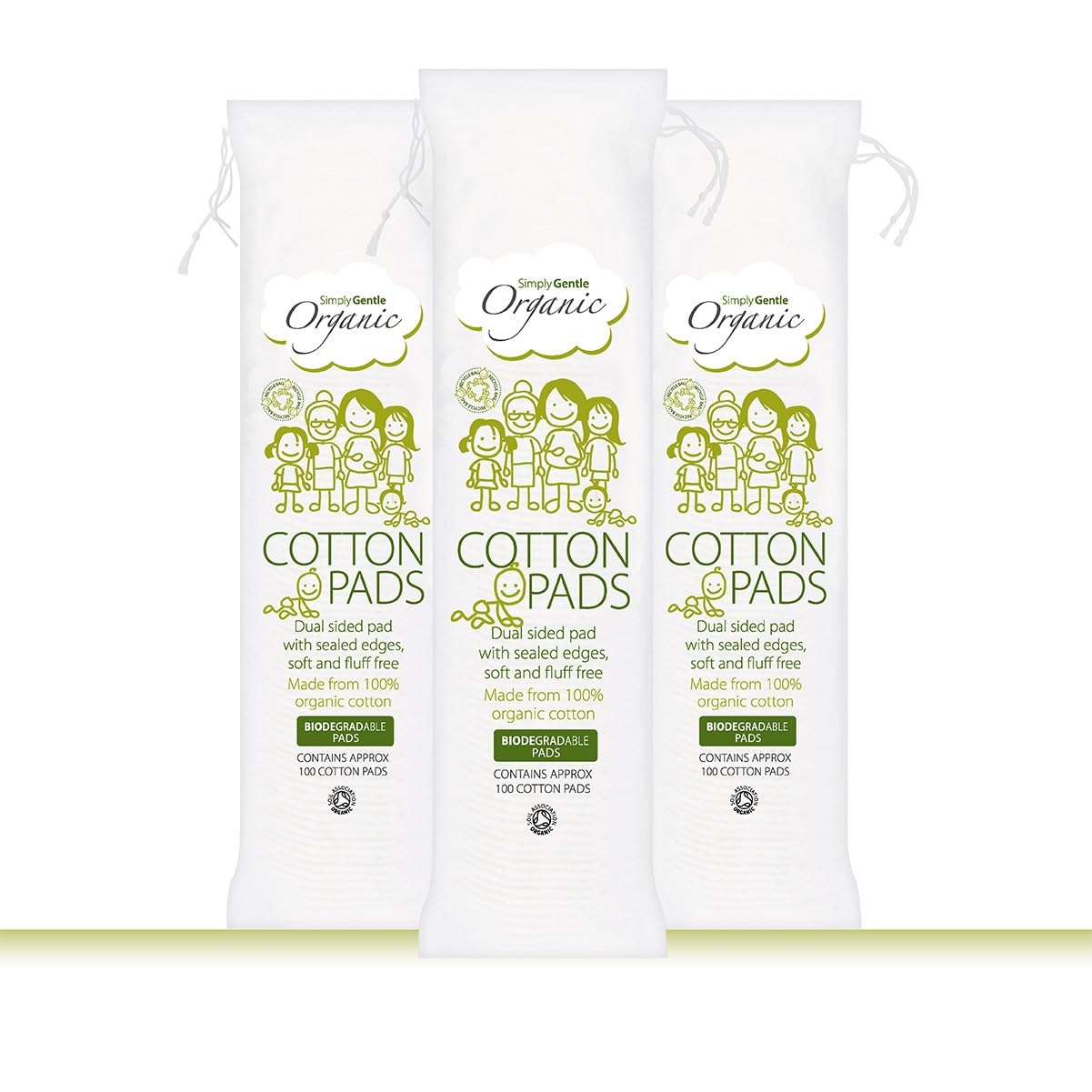 Simply Gentle Organic Cotton - Pack of 100 Pads (Pack of 3)