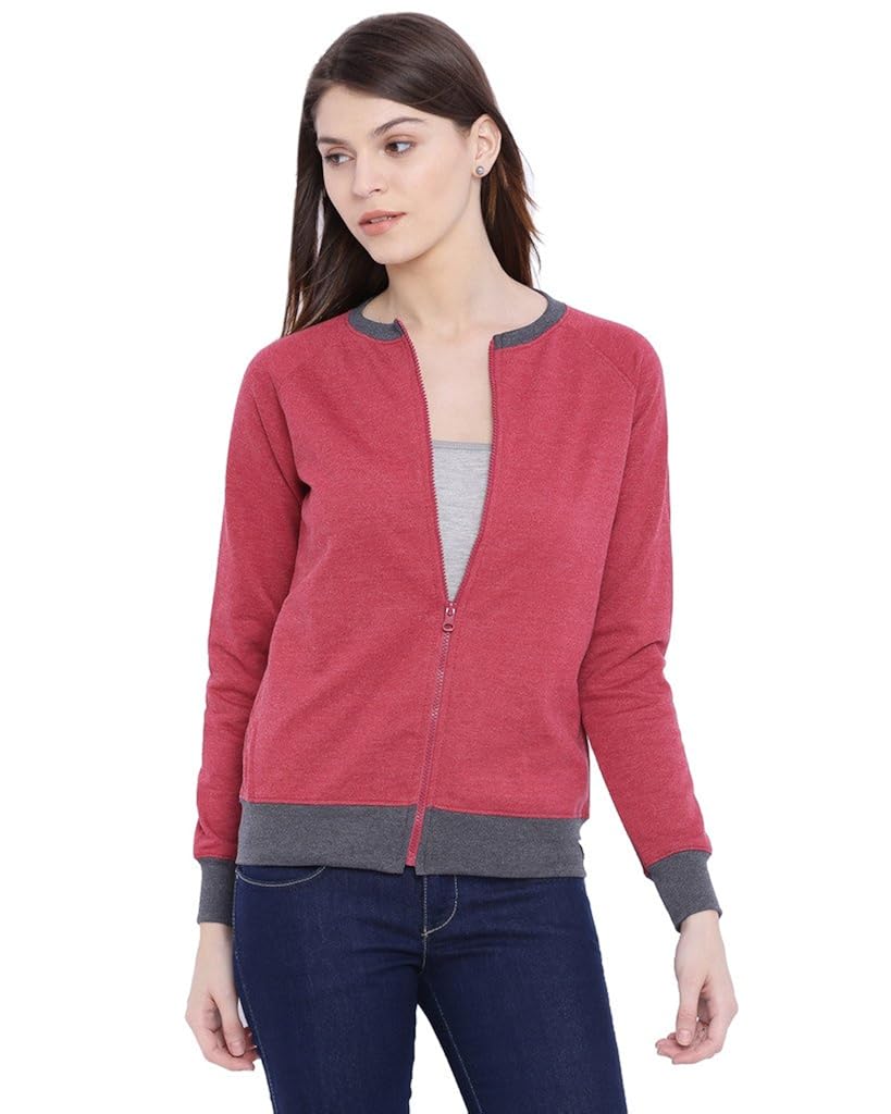 campus sutra women maroon zipper jacket