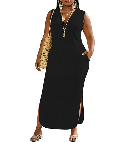 Airplane Air Plane Women's Boho Maxi Dress Casual Summer Loose Sleeveless Long Dress with Pockets S : Clothing, Shoes & Jewelry