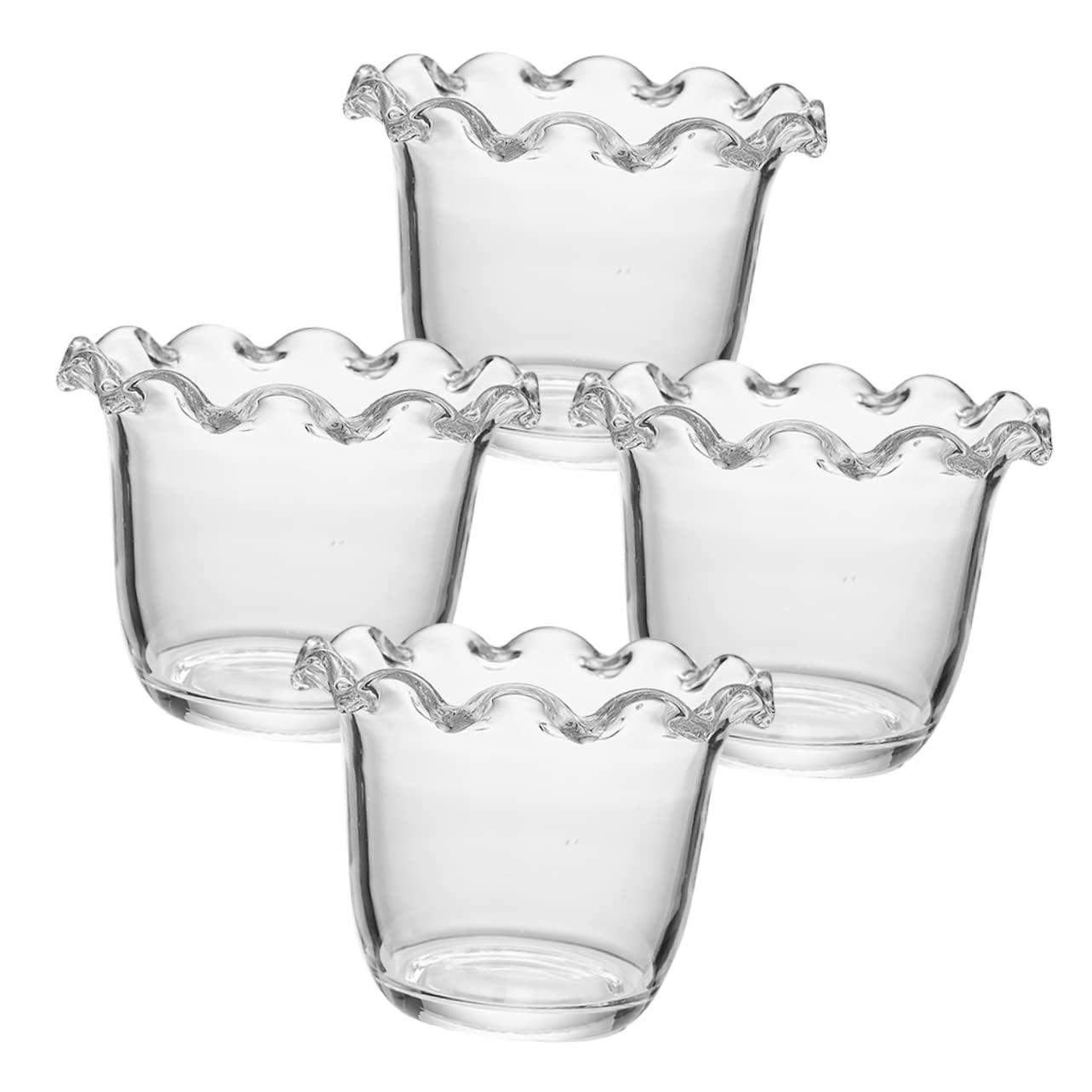 COLLBATH 4Pcs Floral Edge Glass Salad Bowls Glass Bowls for Serving and Mixing Salads Fruits and More Elegant Decorative Containers for Your Table