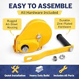AIM Tools 1200LB Hand Winch Manual Crank Ratchet Gear Auto Brake Boat Trailer view 5